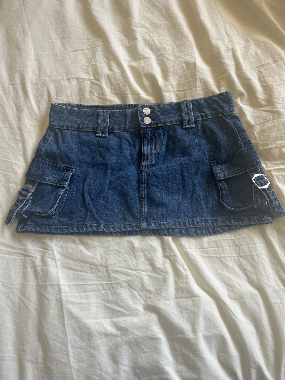 Cotton On Blue Cargo Denim Mini Skirt